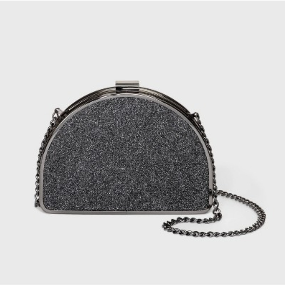 Half Moon Glitter Mini Pushlock Clutch - A New Day Black - NWT